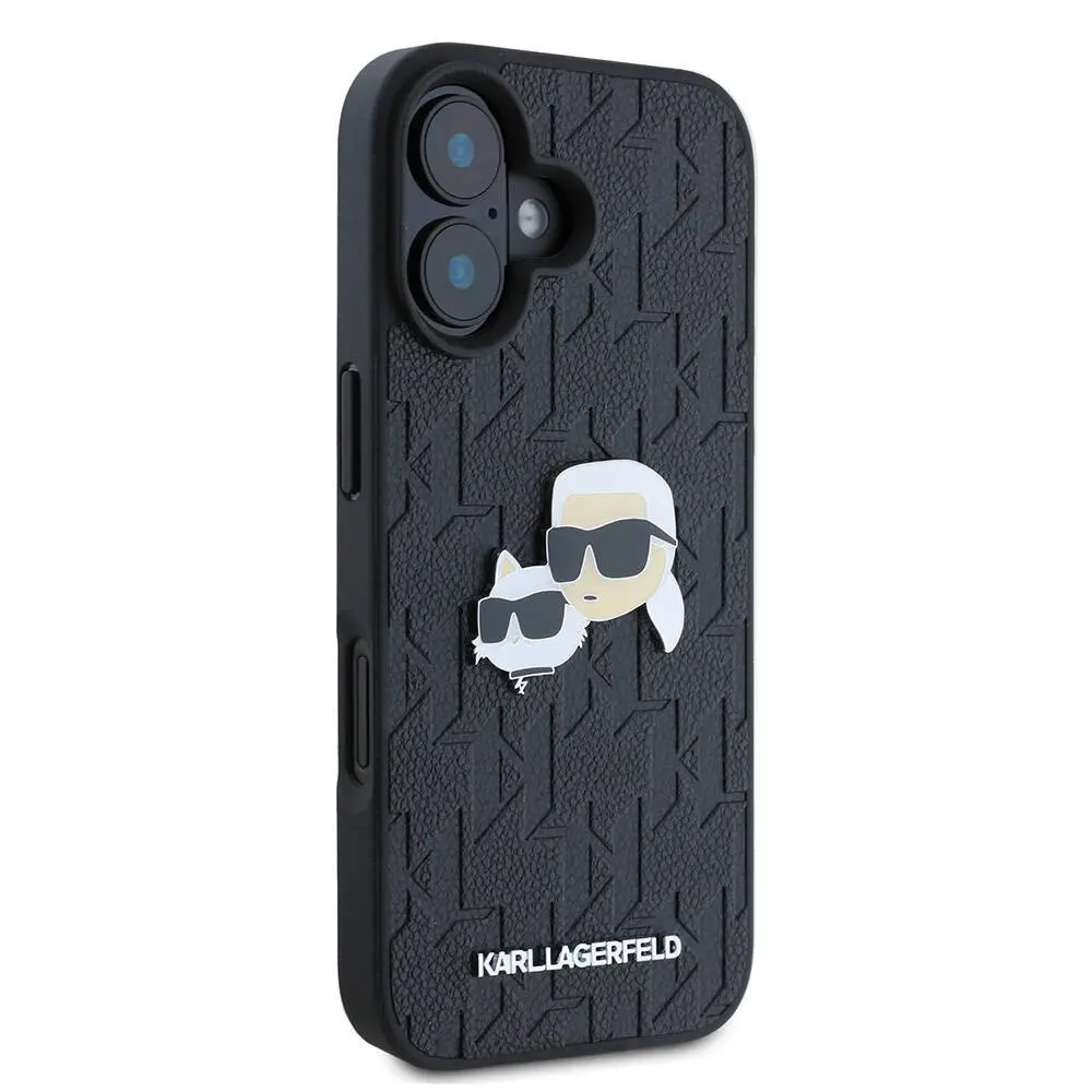 iPhone 16 Kılıf, Lisanslı K&C Heads Monogram Pin Kapak - Karl Lagerfeld
