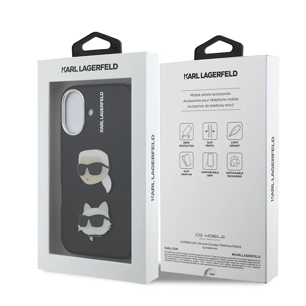 iPhone 16 Kılıf, Lisanslı K&C Heads Pin Tasarım - Karl Lagerfeld