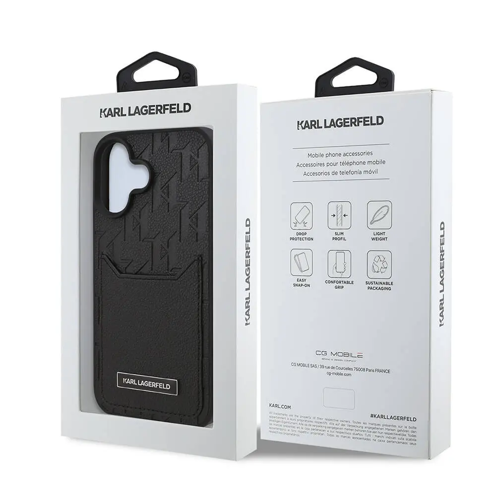 iPhone 16 Kartlıklı Monogram Kılıf - Karl Lagerfeld Cardslot