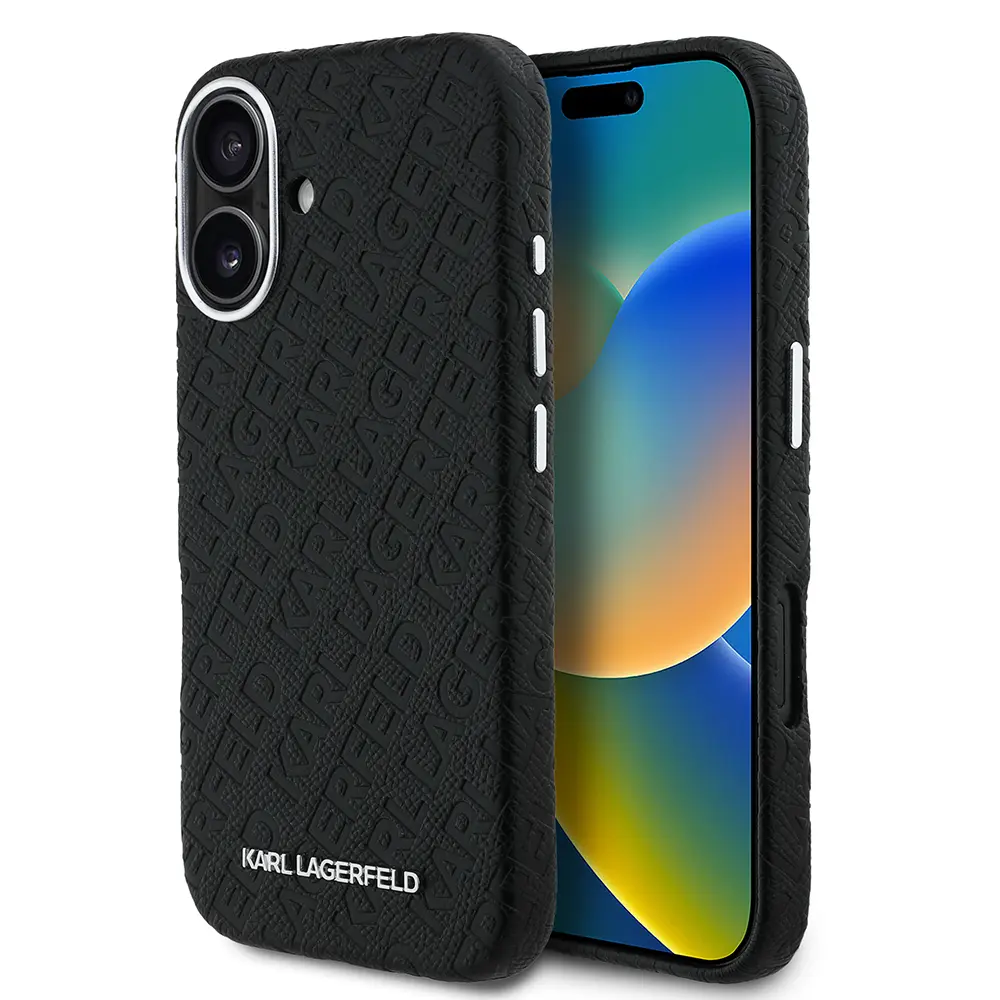 iPhone 16 Kılıf, Lisanslı PU Deri Metal Logolu Kapak - Karl Lagerfeld