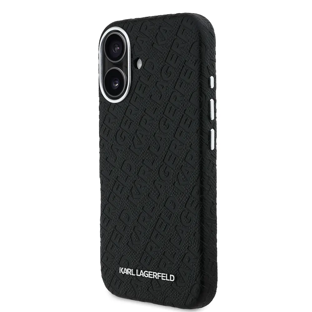 iPhone 16 Kılıf, Lisanslı PU Deri Metal Logolu Kapak - Karl Lagerfeld