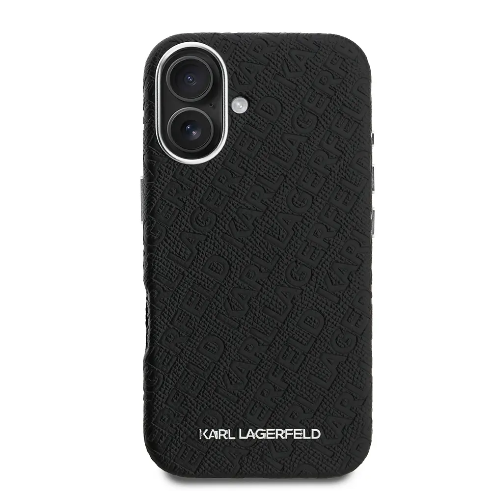 iPhone 16 Kılıf, Lisanslı PU Deri Metal Logolu Kapak - Karl Lagerfeld