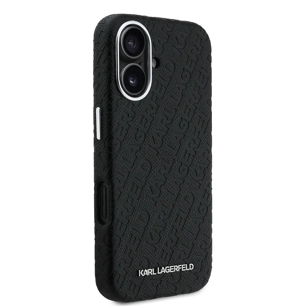 iPhone 16 Kılıf, Lisanslı PU Deri Metal Logolu Kapak - Karl Lagerfeld
