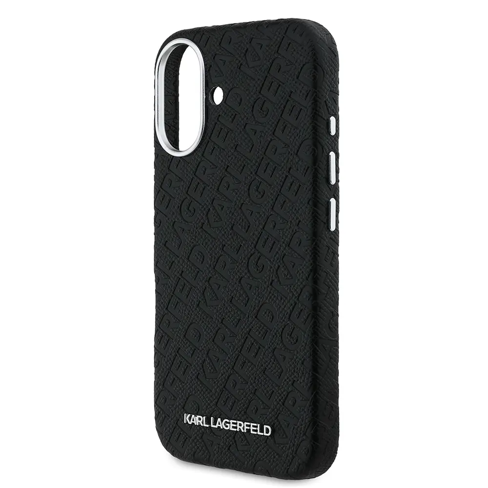 iPhone 16 Kılıf, Lisanslı PU Deri Metal Logolu Kapak - Karl Lagerfeld