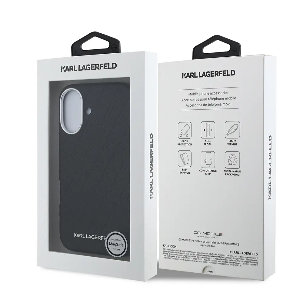 iPhone 16 Kılıf, Lisanslı PU Deri Metal Logolu Kapak - Karl Lagerfeld