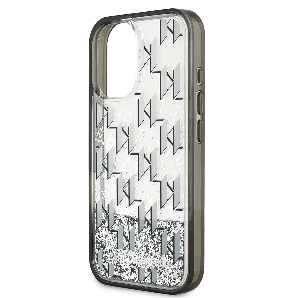 iPhone 16 Kılıf, Lisanslı Simli KL Monogram Gradient Kapak - Karl Lagerfeld