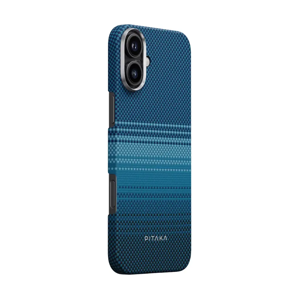Apple iPhone 16 Kılıf M-safe Şarj Özellikli Aramid Karbon Fiber Pitaka Tactile Woven Sunset-Moonrise Serisi Moonrise Kapak