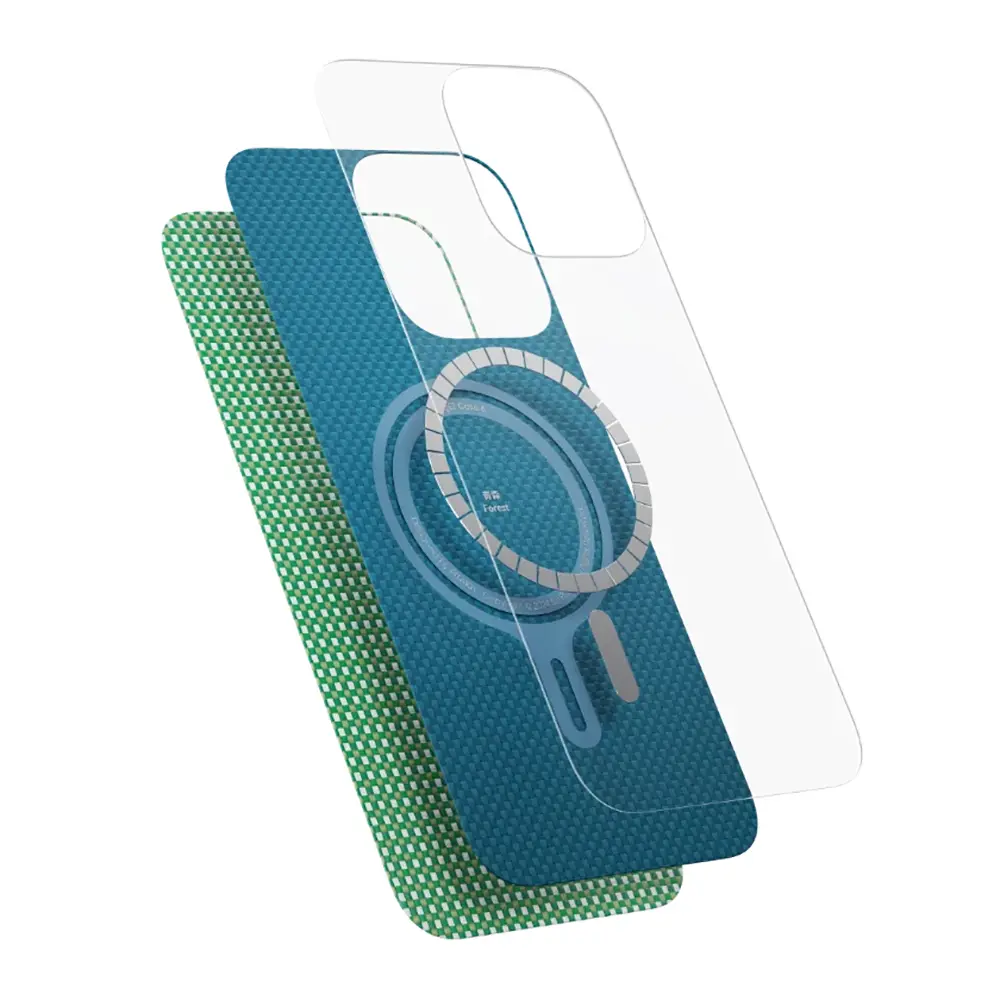Apple iPhone 16 Kılıf M-safe Şarj Özellikli Aramid Karbon Fiber Pitaka Ultra-Slim Classic Serisi Ocean Blue Kapak