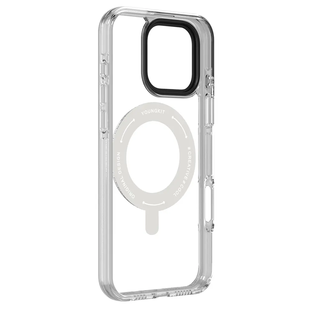 iPhone 16 MagSafe Uyumlu Şeffaf Kılıf, Parmak Ring Standlı - Youngkit Pivot
