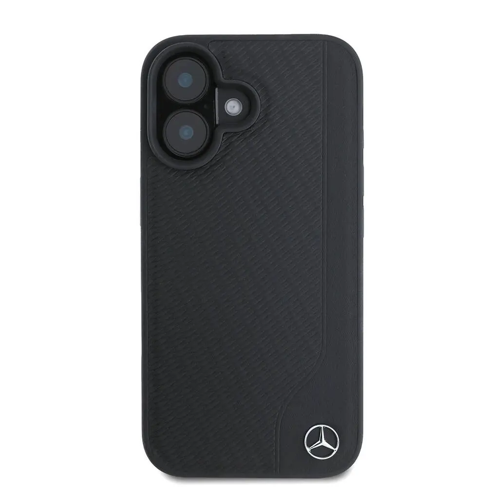 iPhone 16 MagSafe Uyumlu 3D Metal Logolu Deri Kılıf - Mercedes Benz