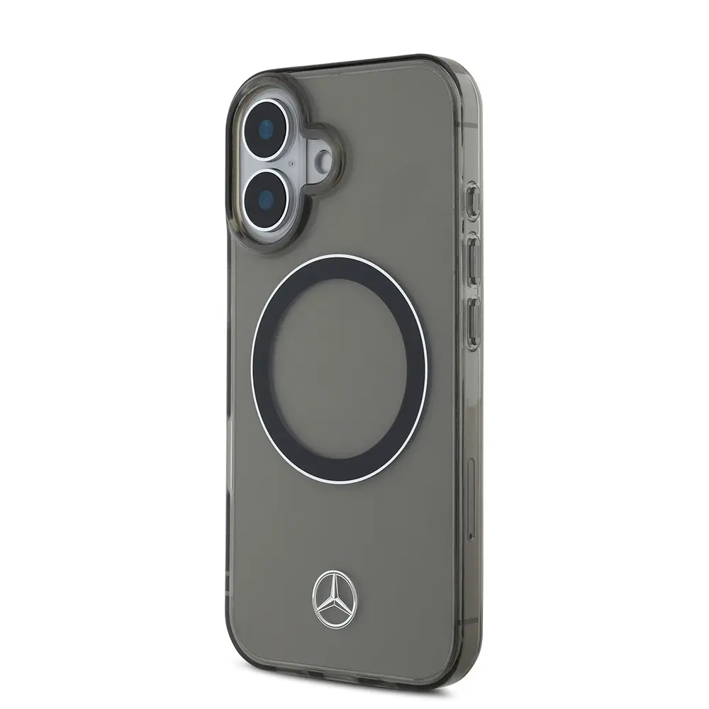 iPhone 16 MagSafe Uyumlu Şeffaf Kılıf - Mercedes Benz Silver Ring