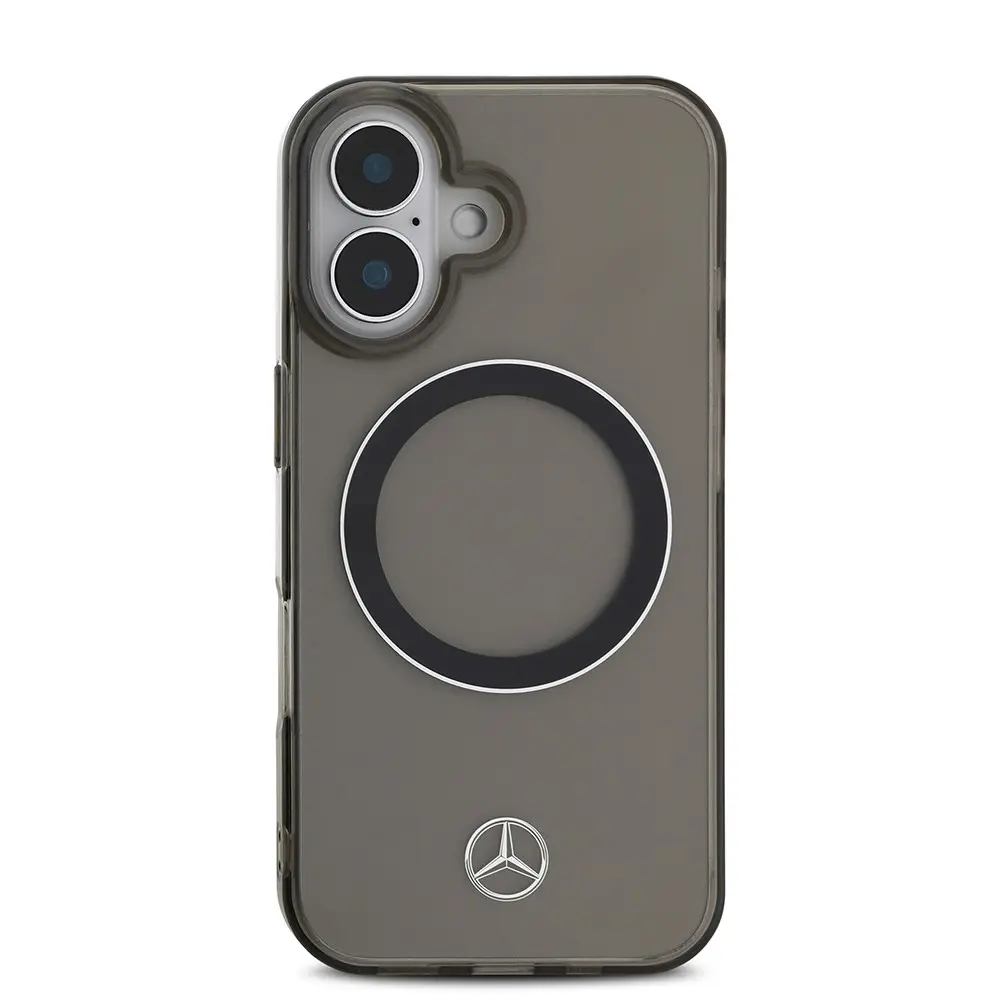 iPhone 16 MagSafe Uyumlu Şeffaf Kılıf - Mercedes Benz Silver Ring