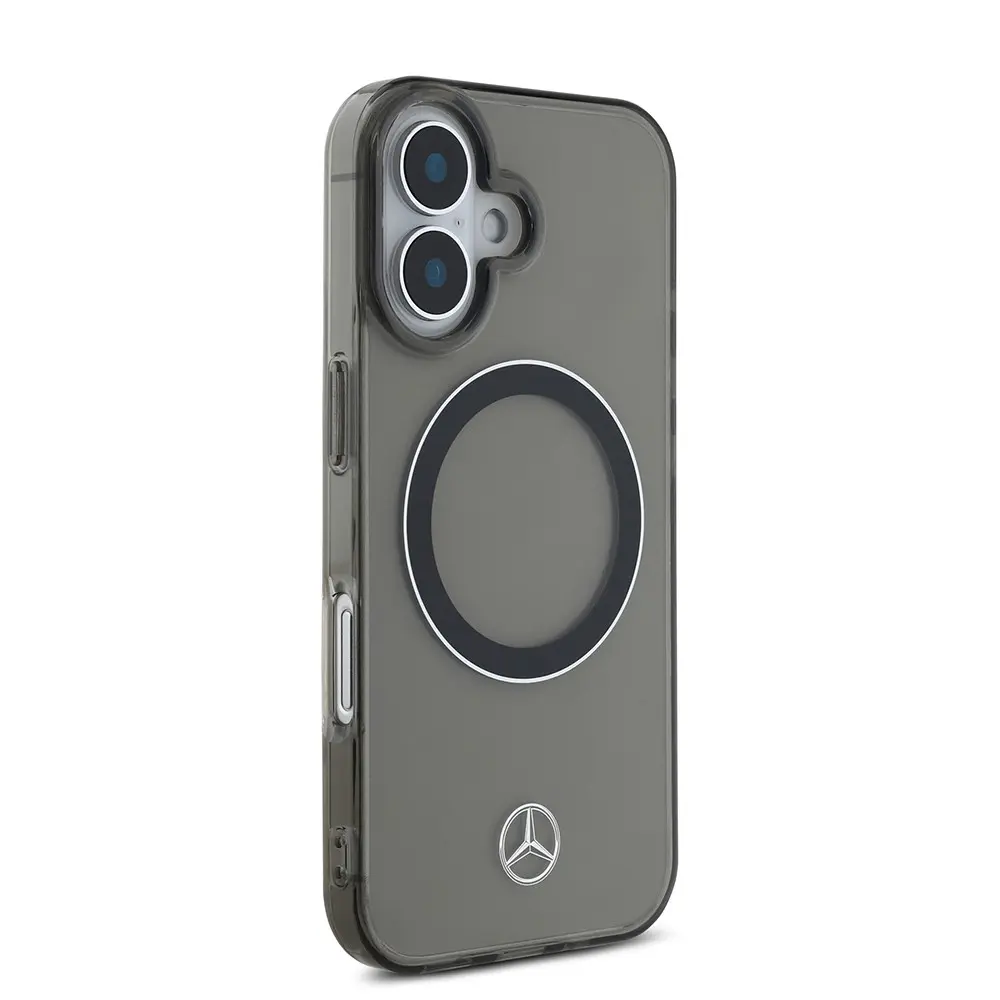 iPhone 16 MagSafe Uyumlu Şeffaf Kılıf - Mercedes Benz Silver Ring