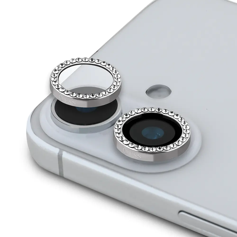 iPhone 16 Plus Rhinestone Ekran ve Lens Koruyucu Seti - Guess