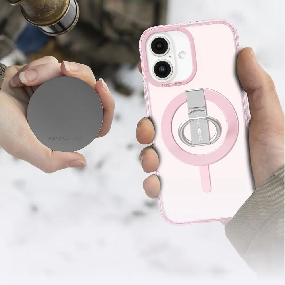 iPhone 16 Plus MagSafe Uyumlu Yüzük Standlı Şeffaf Kılıf - Amazingthing Titan Pro