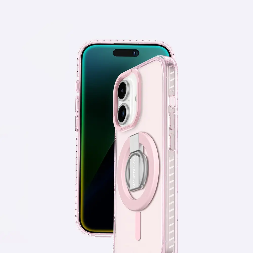iPhone 16 Plus MagSafe Uyumlu Yüzük Standlı Şeffaf Kılıf - Amazingthing Titan Pro