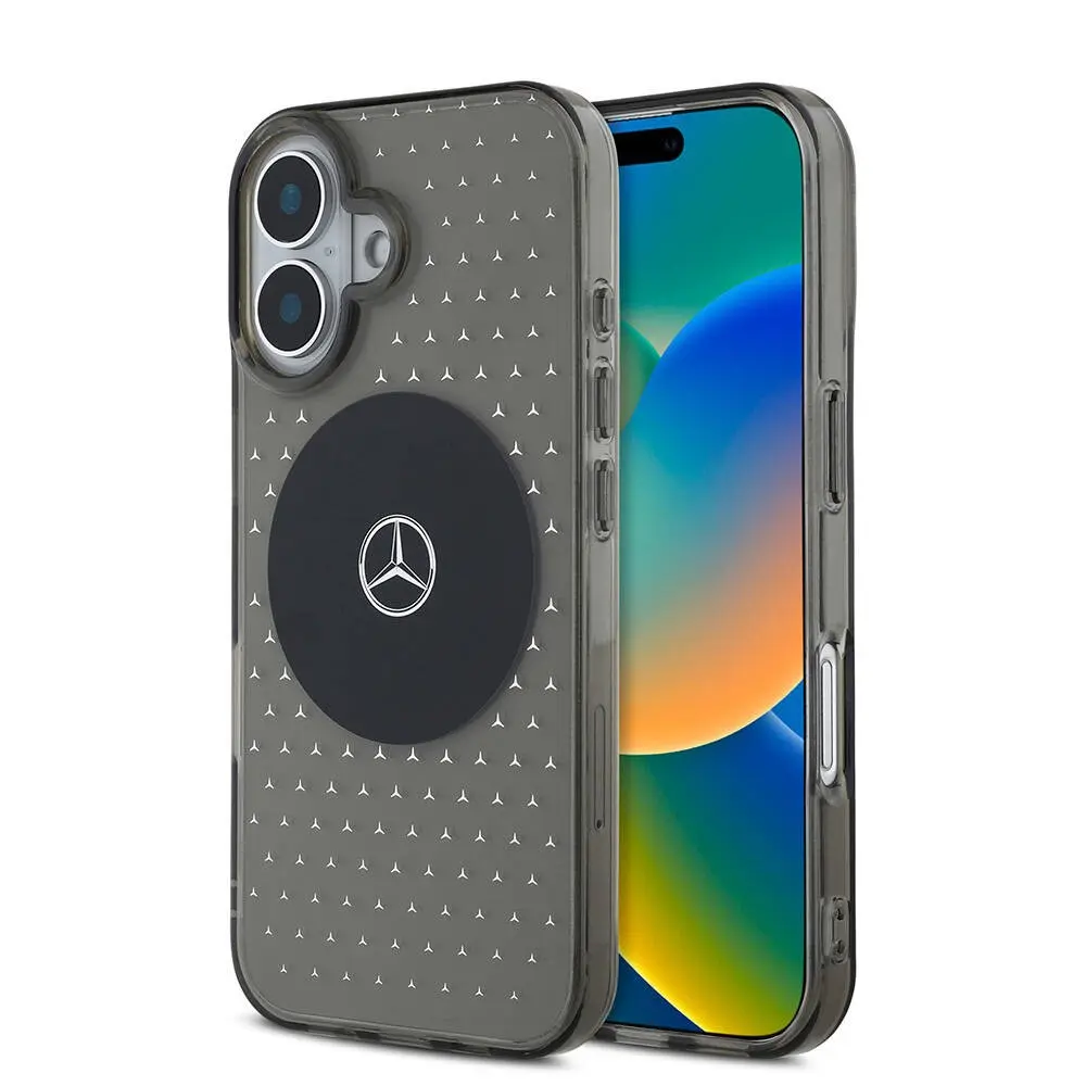 iPhone 16 Plus MagSafe Uyumlu Şeffaf Kılıf - Mercedes Benz Yıldız Desenli
