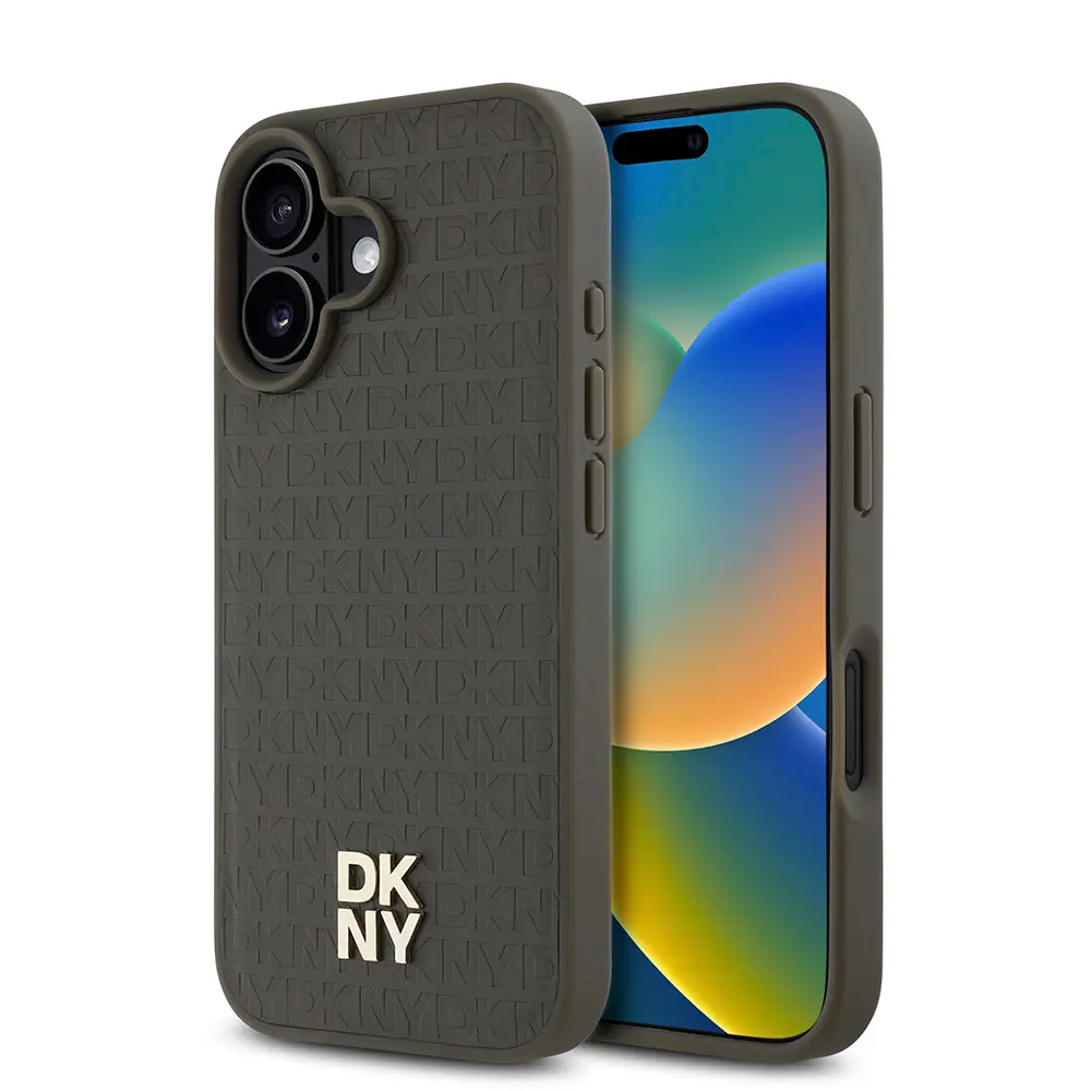 iPhone 16 Plus MagSafe Uyumlu 3D Desenli Kılıf - DKNY Repeat Pattern