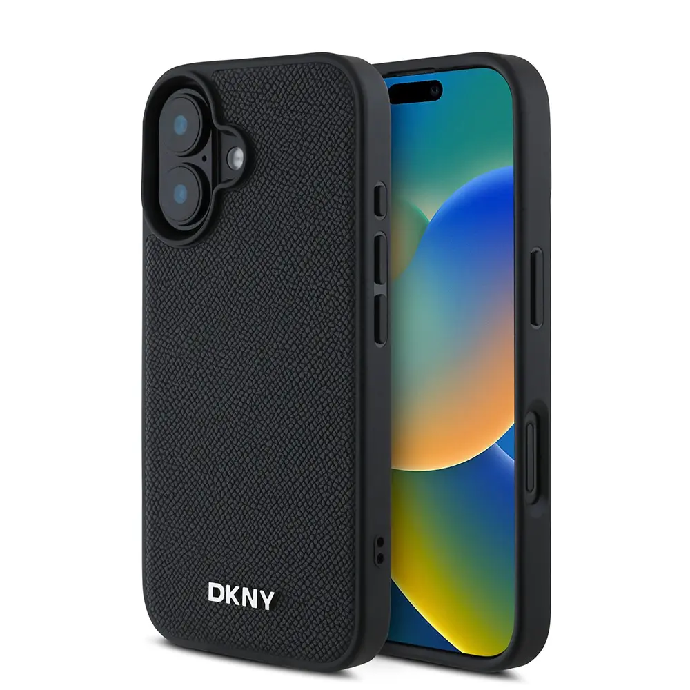 iPhone 16 Plus MagSafe Uyumlu PU Deri Kılıf - DKNY Metal Logolu
