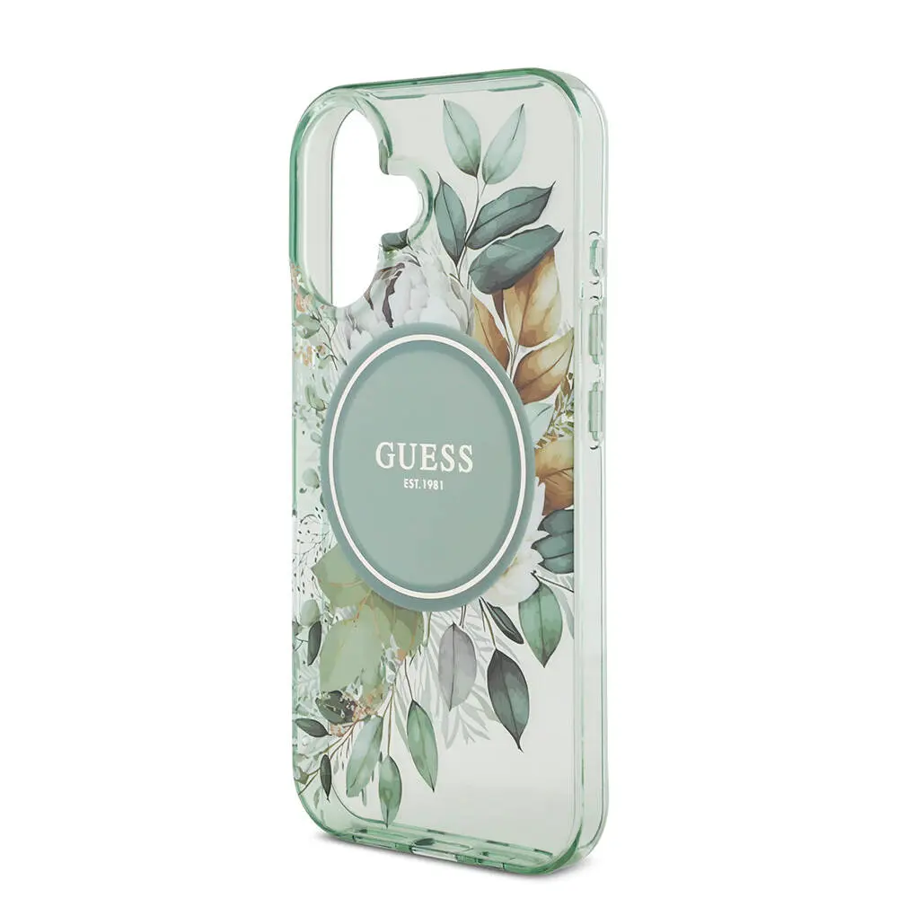iPhone 16 Plus MagSafe Uyumlu Çiçek Desenli Kılıf - Guess İnci Bileklikli