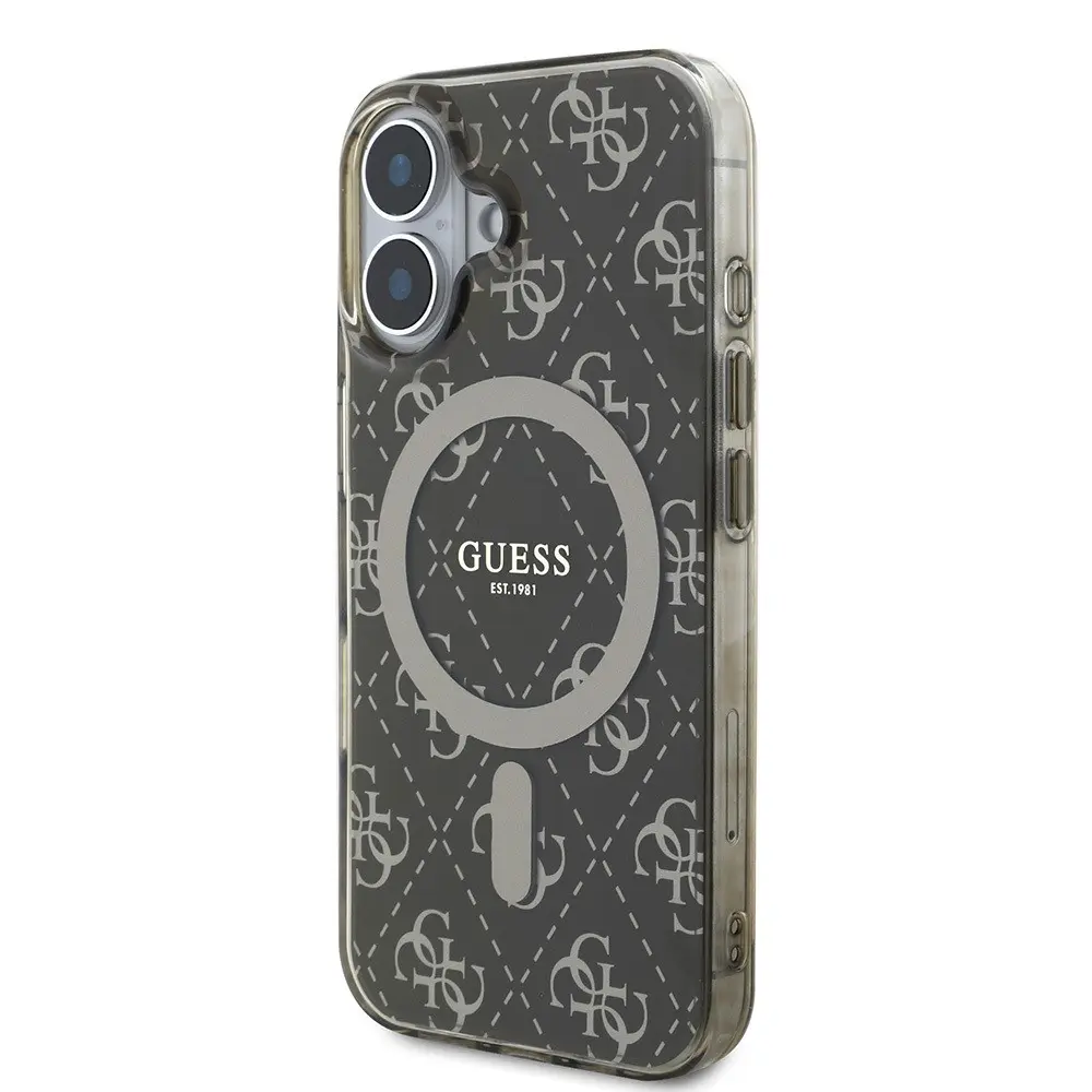 iPhone 16 Plus MagSafe Uyumlu Kılıf - Guess 4G Logolu Kahverengi