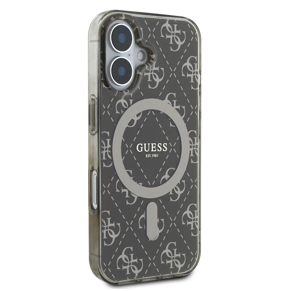 iPhone 16 Plus MagSafe Uyumlu Kılıf - Guess 4G Logolu Kahverengi