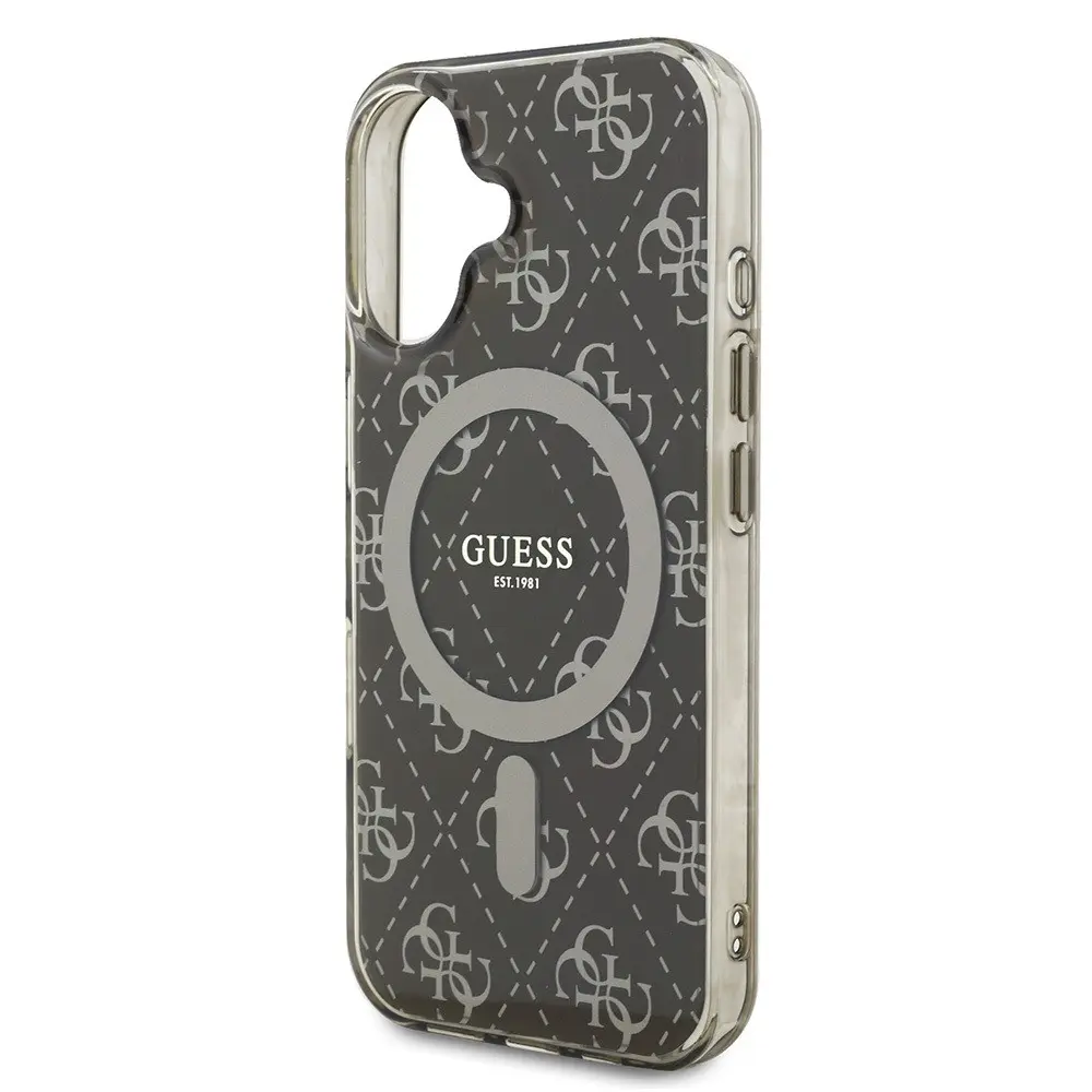 iPhone 16 Plus MagSafe Uyumlu Kılıf - Guess 4G Logolu Kahverengi