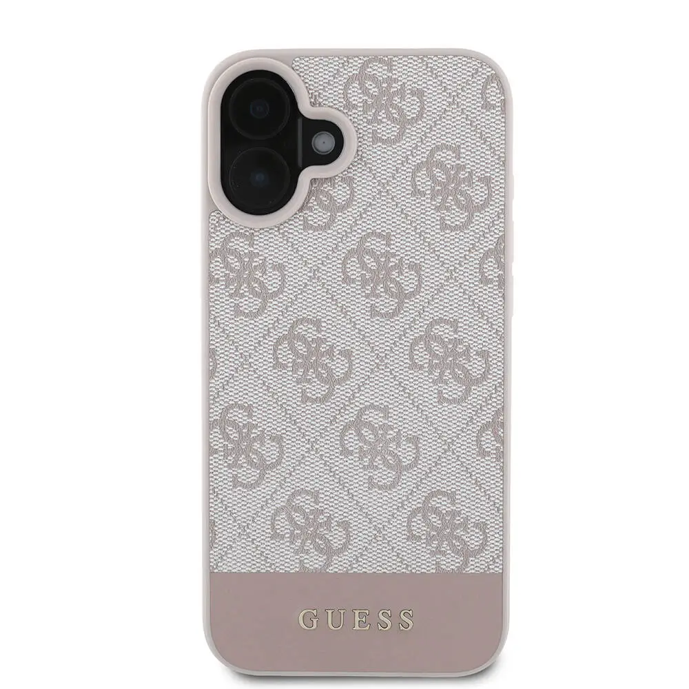 iPhone 16 Plus MagSafe Uyumlu PU Deri Kılıf - Guess Şerit Logo