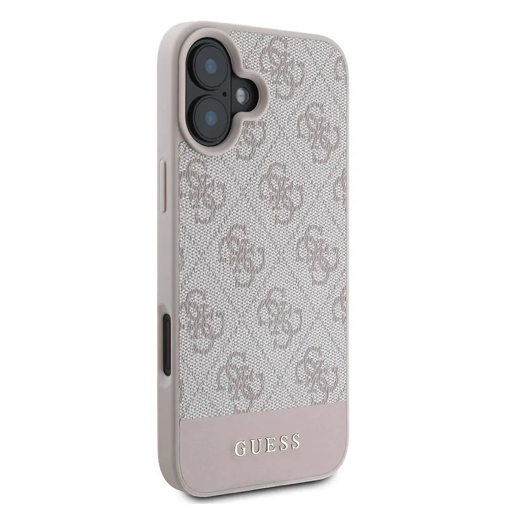 iPhone 16 Plus MagSafe Uyumlu PU Deri Kılıf - Guess Şerit Logo