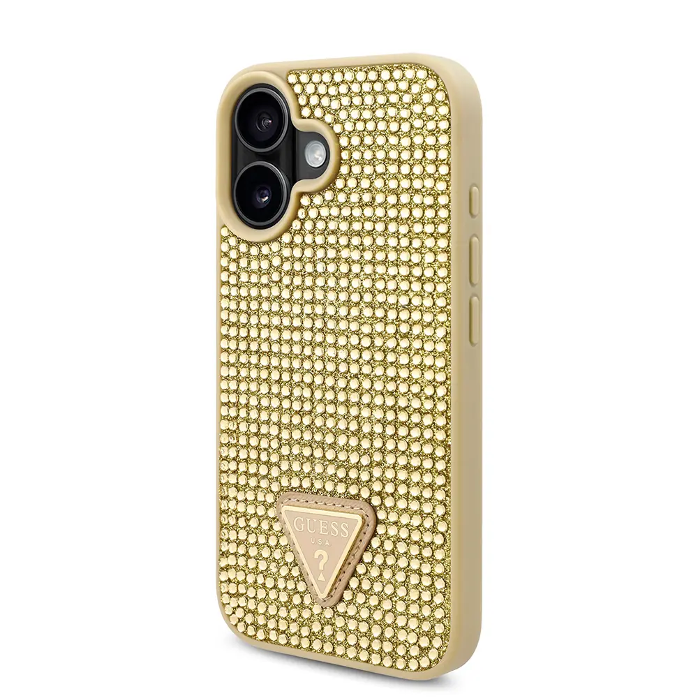 iPhone 16 Plus Taşlı Arka Yüzey Üçgen Logolu Kılıf - Guess