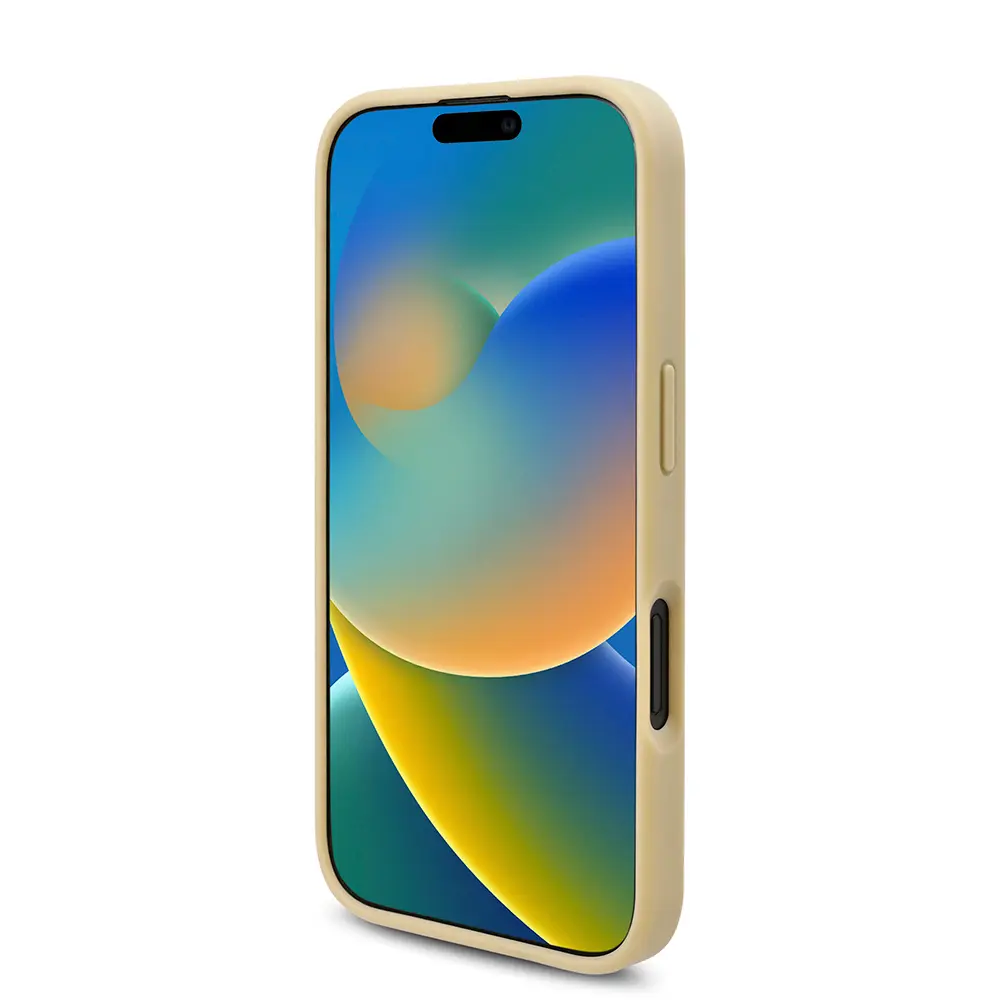 iPhone 16 Plus Taşlı Arka Yüzey Üçgen Logolu Kılıf - Guess