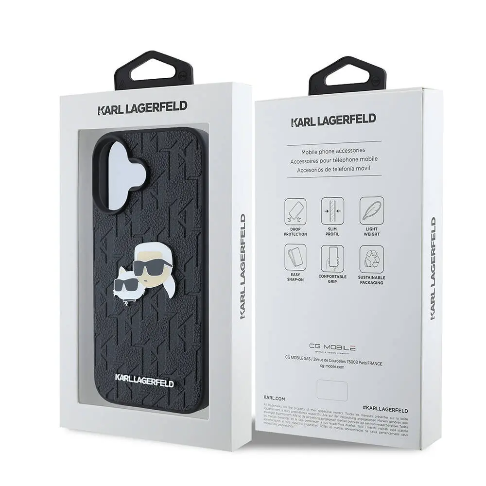 iPhone 16 Plus Kılıf Karl Lagerfeld K&C Heads Monogram Pin Kapak