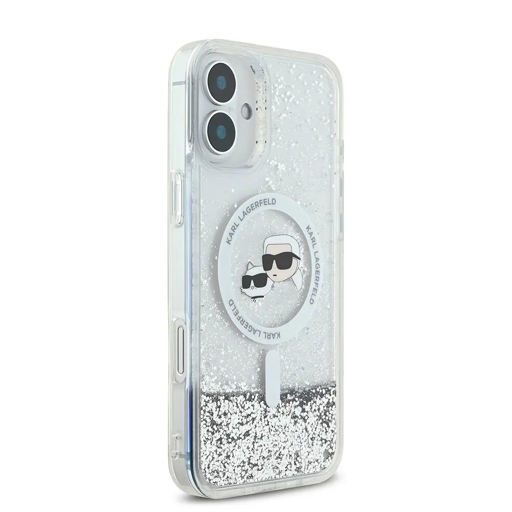 iPhone 16 Plus MagSafe Uyumlu Sıvılı Simli Kılıf - Karl Lagerfeld K&C Heads