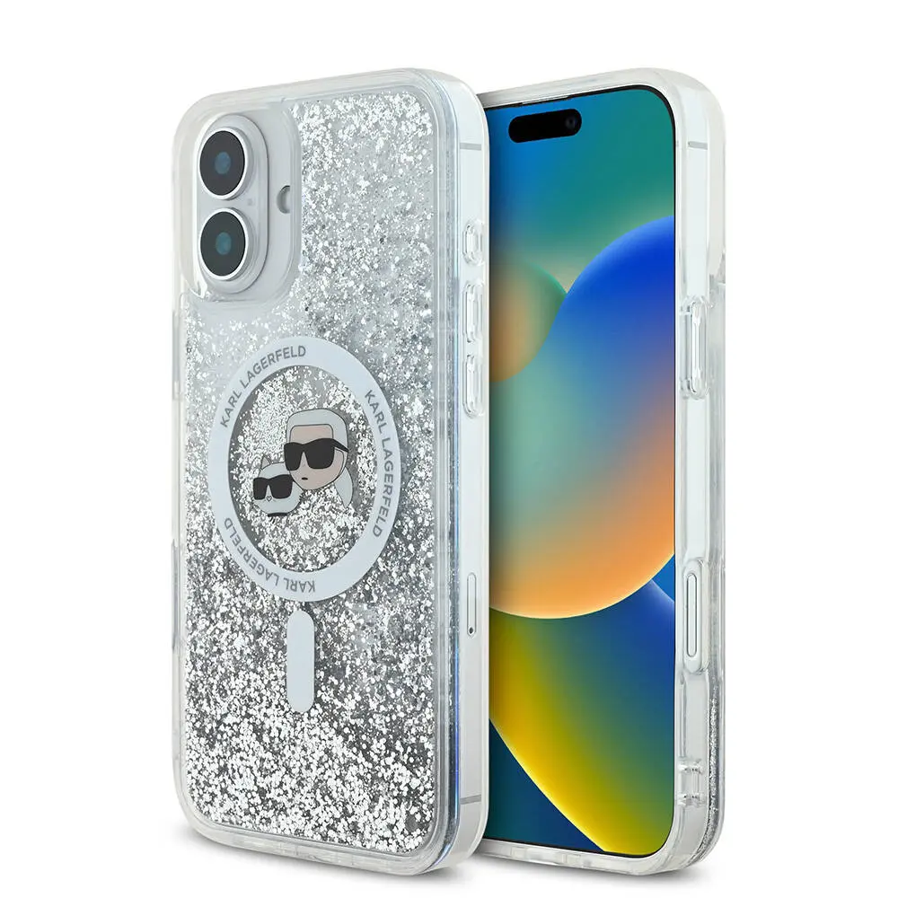iPhone 16 Plus MagSafe Uyumlu Sıvılı Simli Kılıf - Karl Lagerfeld K&C Heads