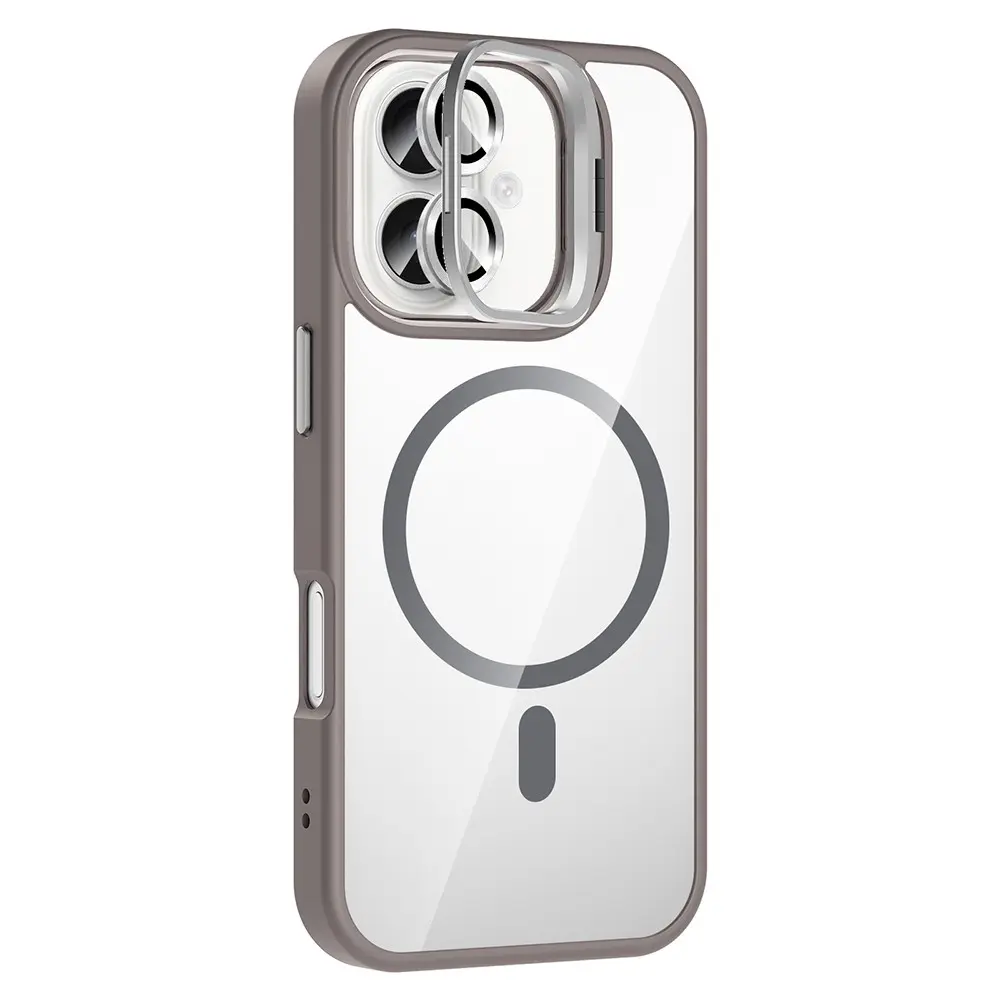 iPhone 16 Plus MagSafe Uyumlu Standlı Şeffaf Kılıf - Zore Etro