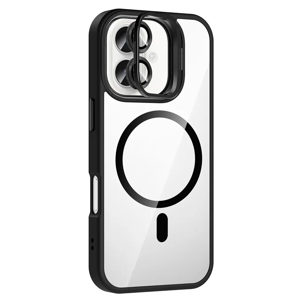 iPhone 16 Plus MagSafe Uyumlu Standlı Şeffaf Kılıf - Zore Etro