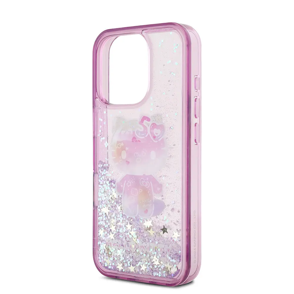 iPhone 16 Pro Uyumlu Hello Kitty Lisanslı Simli Kılıf - 50. Yıl