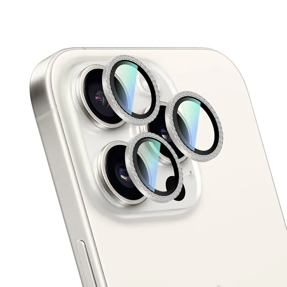 Apple iPhone 16 Pro CaseWorld Alloy Sparkling Diamond Serisi Taşlı Lens Koruyucu