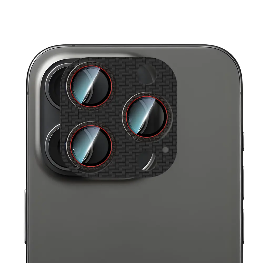 iPhone 16 Pro Kamera Lens Koruyucu, 9H Temperli Cam - CaseWorld Karbon Fiber Serisi