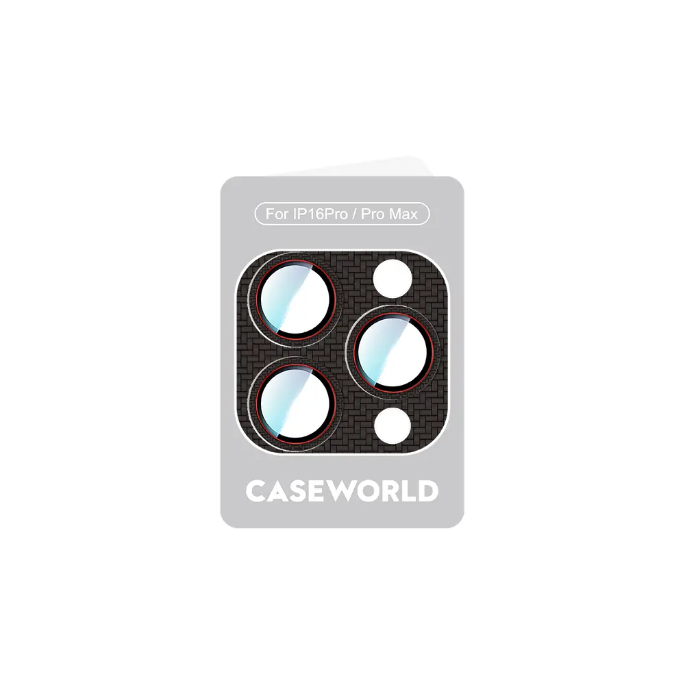 iPhone 16 Pro Kamera Lens Koruyucu, 9H Temperli Cam - CaseWorld Karbon Fiber Serisi