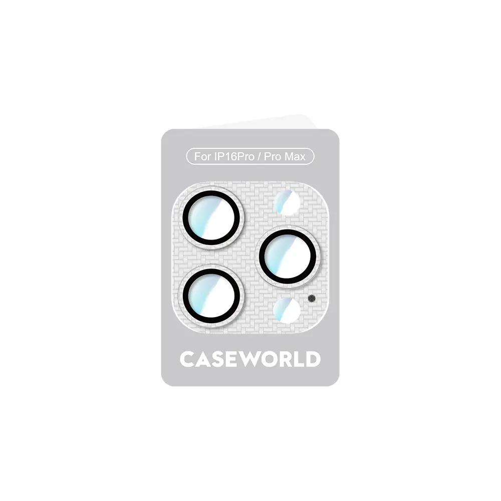 iPhone 16 Pro Kamera Lens Koruyucu, 9H Temperli Cam - CaseWorld Karbon Fiber Serisi