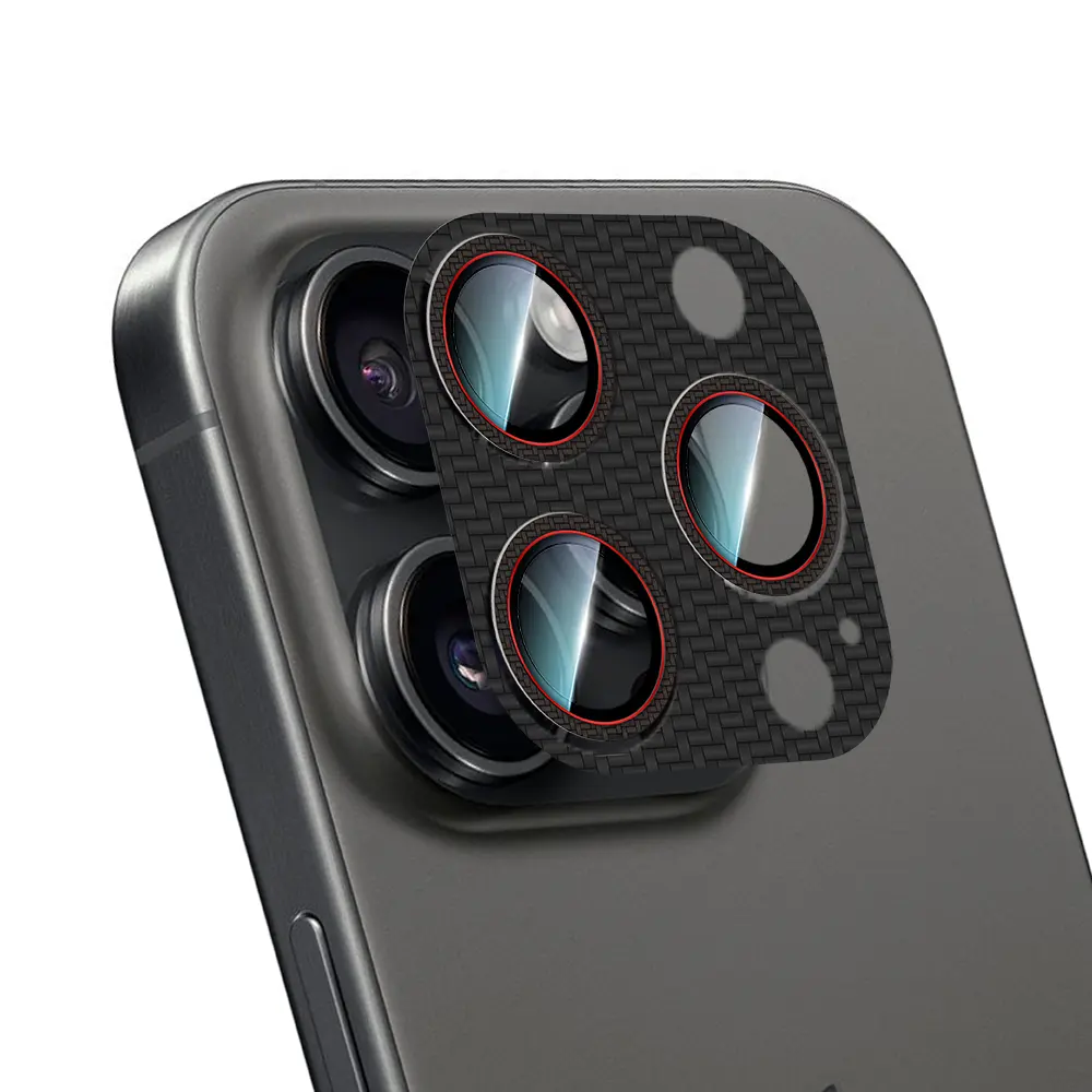 iPhone 16 Pro Kamera Lens Koruyucu, 9H Temperli Cam - CaseWorld Karbon Fiber Serisi