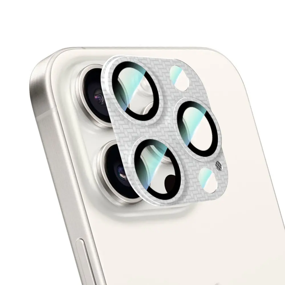 iPhone 16 Pro Kamera Lens Koruyucu, 9H Temperli Cam - CaseWorld Karbon Fiber Serisi