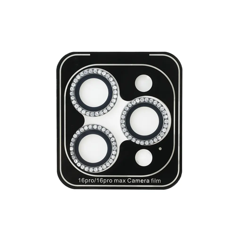 iPhone 16 Pro Ekran ve Lens Koruyucu 2'si 1 Arada Set - Guess Rhinestone