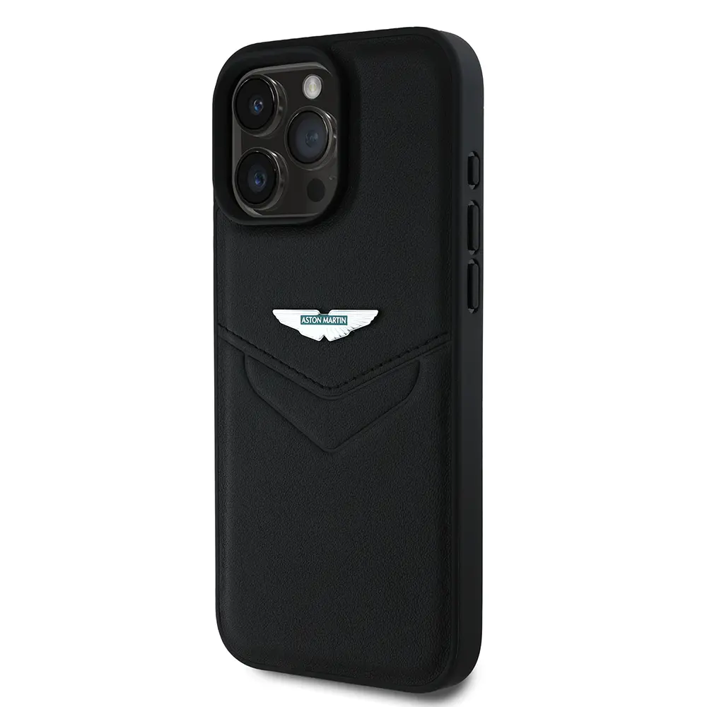 iPhone 16 Pro Aston Martin Lisanslı Victory PU Deri Kılıf, Metal Logolu