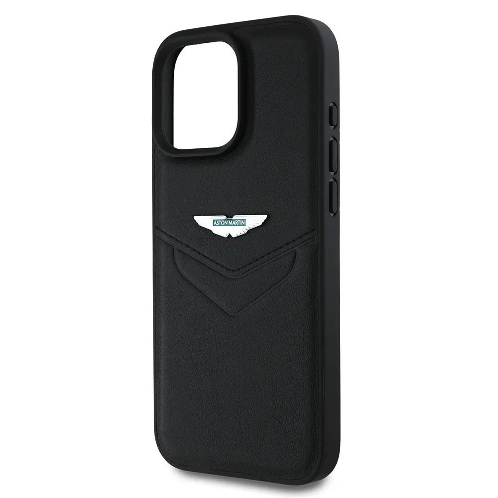 iPhone 16 Pro Aston Martin Lisanslı Victory PU Deri Kılıf, Metal Logolu