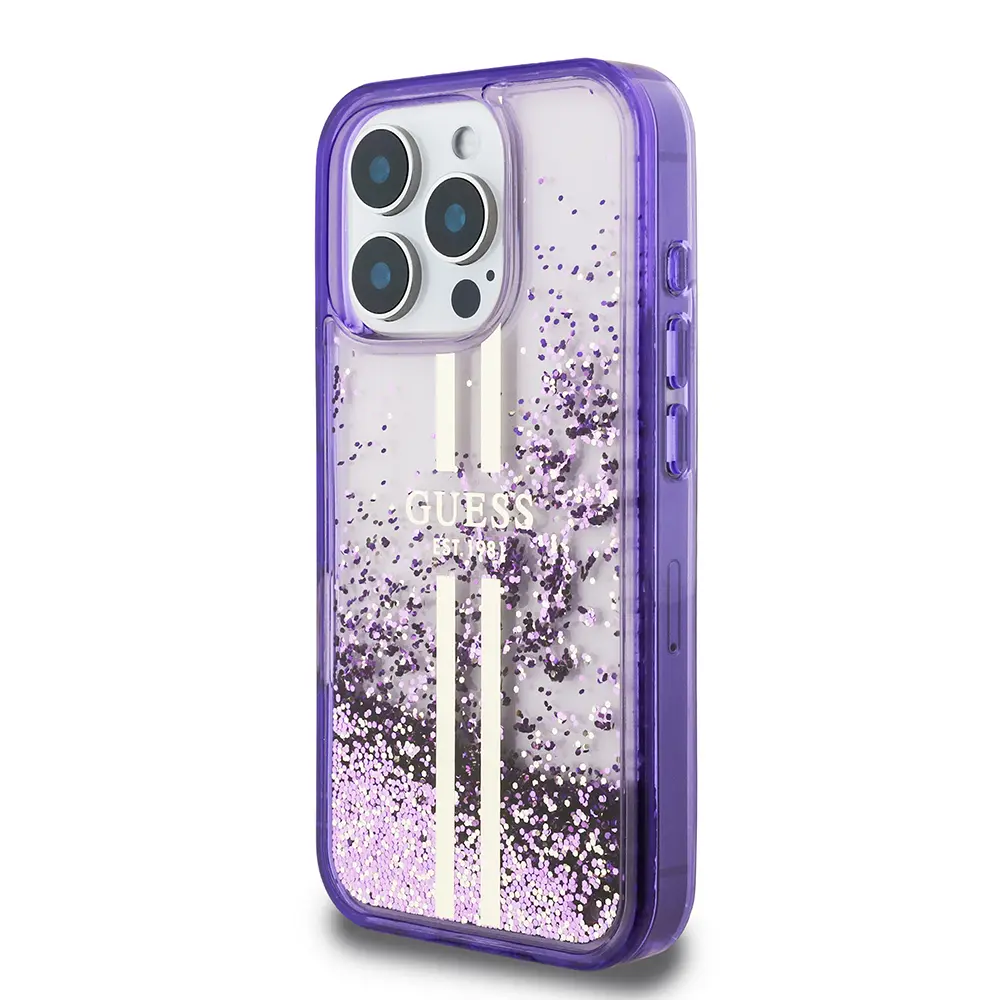 iPhone 16 Pro Transparan Sıvılı Simli Kılıf - Guess Lisanslı