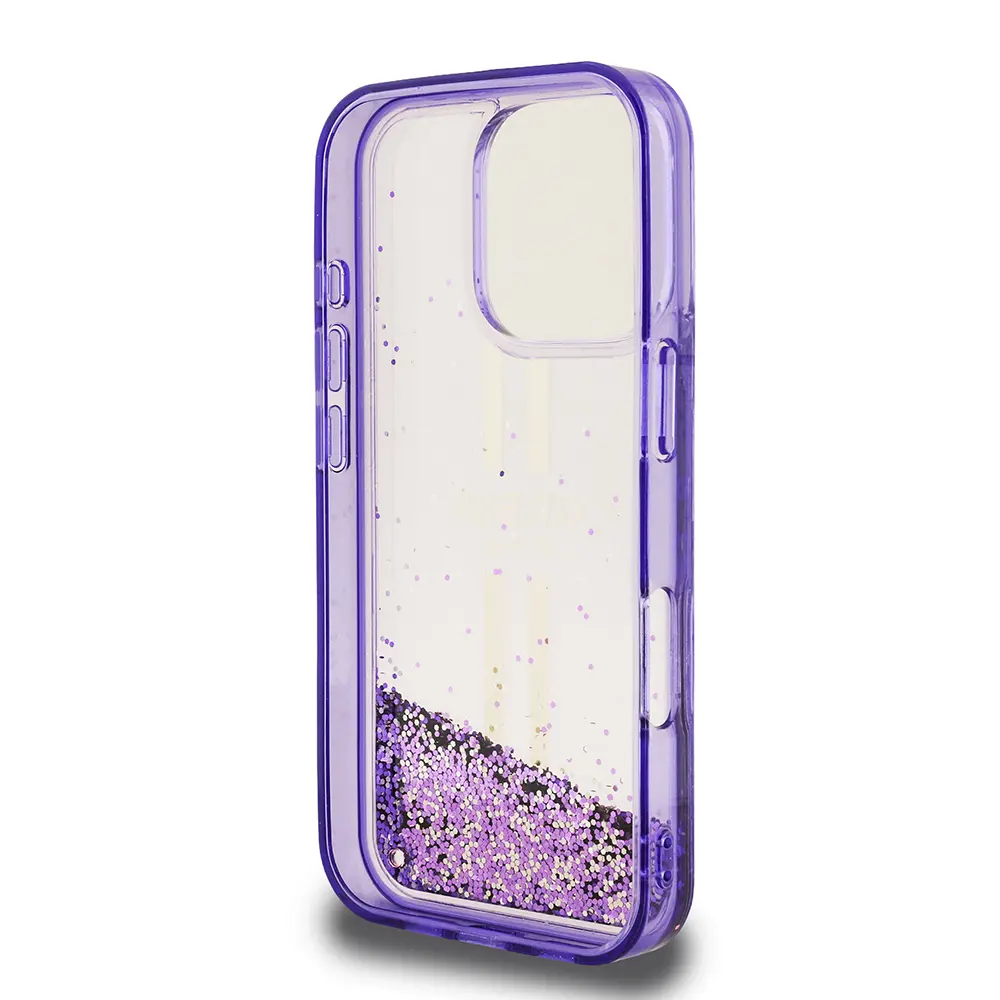 iPhone 16 Pro Transparan Sıvılı Simli Kılıf - Guess Lisanslı