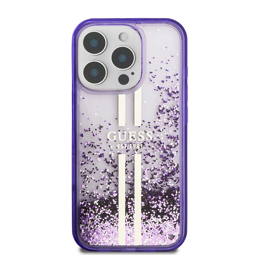 iPhone 16 Pro Transparan Sıvılı Simli Kılıf - Guess Lisanslı