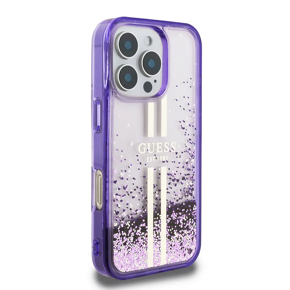 iPhone 16 Pro Transparan Sıvılı Simli Kılıf - Guess Lisanslı